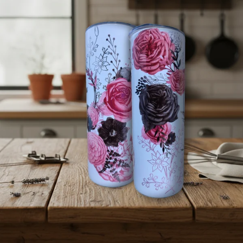20oz Double-Wall Stainless Steel Tumbler - Pink Rose